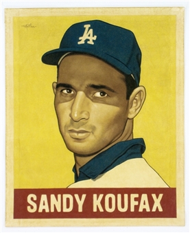"A Baseball Card That Never Was: Sandy Koufax (1948 Leaf)" Original Canvas Artwork 25x30 by Arthur Miller